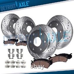 12 Front & 12.78 Rear Drilled Rotors Brake Pads for Chevy Silverado GMC Sierra