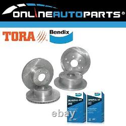 4 Front+Rear Slotted+Drilled Disc Rotors + Bendix Brake Pads Commodore VT to VZ
