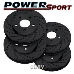 Brake Rotors 2 Front + 2 RearPOWERSPORT BLACK DRILLED & SLOTTED DISC BN20011