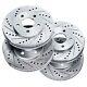 Brake Rotors 2 Front + 2 Rear Powersport Drilled & Slotted Disc Bn01246