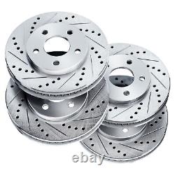 Brake Rotors 2 Front + 2 Rear POWERSPORT DRILLED & SLOTTED DISC BN02435