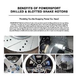 Brake Rotors Front+Rear Kit POWERSPORT DRILLED SLOTTED +CERAMIC PADS BZ01036