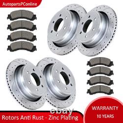 Drilled Slotted Front Rear Brake Rotors and Pads Kit for Ford F-150 6 Lug Brakes