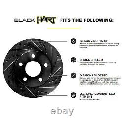 Black Hart *DRILLED & SLOTTED* Brake Rotors Ceramic Pads C2450 FRONT+REAR KIT
