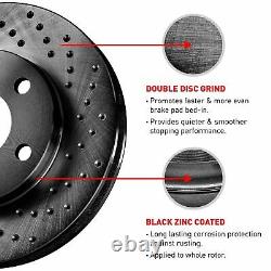 For 2001-2019 Ford Focus, Fiesta R1 Concepts Rear Black Drilled Brake Rotors