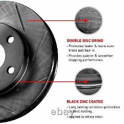 For 2005-2014 Ford Mustang R1 Concepts Rear Black Slotted Brake Rotors