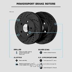 For 2015-2018 Ford Mustang Rear Black Drill Slot Brake Rotors+Ceramic Brake Pads