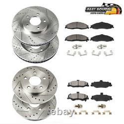 For Dodge Charger Magnum 300 Front+Rear Drill Slot Brake Rotors And Ceramic Pads