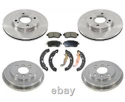 Front Brake Rotors Ceramic Pads & Rear Drums Shoes for 2011-2019 Ford Fiesta SE