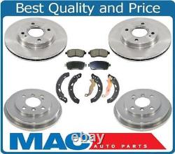 Front Brake Rotors Ceramic Pads & Rear Drums Shoes for 2011-2019 Ford Fiesta SE