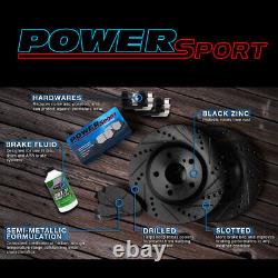 Front Rear Brake Rotors Drill Slot + Semi-Met Brake Pads+Hardware BBCC. 33018.43