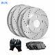 Front Rear Brake Rotors Drill Slot Silver+super Duty Pads And Hardware Kit R518
