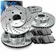 Front Rear Brake Rotors Drill Slot Silver+super Duty Pads And Hardware Kit R582