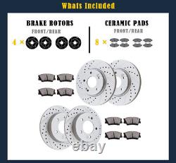 Front Rear Brake Rotors Pads fit for Hyundai Elantra Kia Forte Slotted Drilled