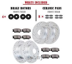 Front Rear Brake Rotors Pads for 2014-19 Nissan Altima Sedan Drilled Slotted Kit