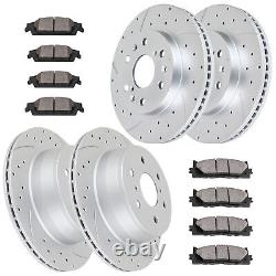 Front Rear Brake Rotors Pads for Chevrolet Avalanche Tahoe GMC Drilled Slotted