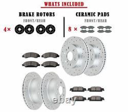 Front Rear Brake Rotors Pads for Chevrolet Avalanche Tahoe GMC Drilled Slotted