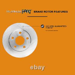 Front Rear Brakes Blank Brake Rotors, Ceramic Pads + Hardware Kit RBBC. 63077.42
