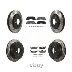 Front Rear Coated Drilled Slot Disc Brake Rotor & Ceramic Pad Kit For Ford F-150