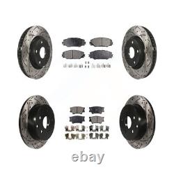 Front Rear Coated Drilled Slot Disc Brake Rotors Ceramic Pad Kit For Toyota RAV4
