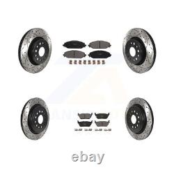 Front Rear Coated Drilled Slotted Disc Brake Rotors Ceramic Pad Kit For Ram 1500
