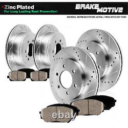 Front & Rear Drill Slot Brake Rotors And Ceramic Pads For Buick Chevy Olds
