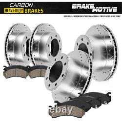 Front+Rear Drill Slot Brake Rotors + Carbon Ceramic Pads For Chevy GMC 2500 3500