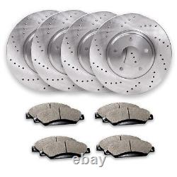 Front & Rear Drilled Brake Rotors + Pads for 2017 2018 Mazda 3/3 Sport