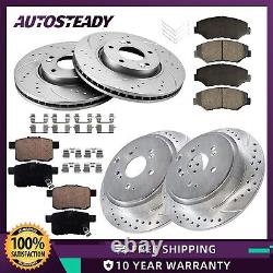 Front + Rear Drilled Brake Rotors Pads for Honda Accord 2008 09 10 11 12 2017