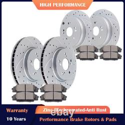 Front Rear Drilled Brake Rotors and Brake Ceramic Pads Kit for Honda CR-V AWD