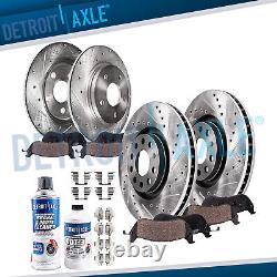 Front & Rear Drilled Rotors + Ceramic Brake Pads for 2005 2009 Audi A4 Quattro