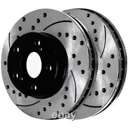 Front & Rear Drilled Slotted Brake Rotors Black Set of 4 for 2001 Acura Integra