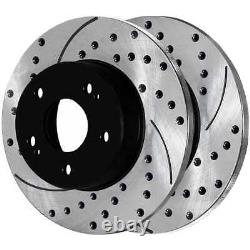 Front & Rear Drilled Slotted Brake Rotors Black Set of 4 for 2001 Acura Integra