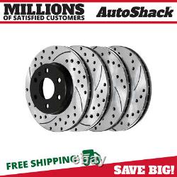 Front & Rear Drilled Slotted Brake Rotors Black Set of 4 for Chevy Traverse 3.6L