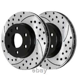 Front & Rear Drilled Slotted Brake Rotors Black Set of 4 for Chevy Traverse 3.6L