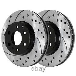 Front & Rear Drilled Slotted Brake Rotors Black Set of 4 for Chevy Traverse 3.6L