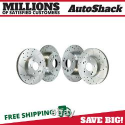 Front & Rear Drilled Slotted Brake Rotors Silver Set of 4 for Honda Element 2.4L