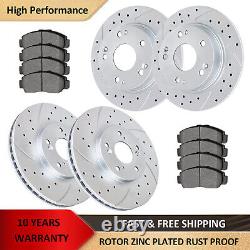 Front Rear Drilled Slotted Brake Rotors and Pads Kit for Honda Accord EX EXL