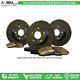 (front & Rear Kit) Black Anti-rust Drilled -4 Brake Rotors -8 Ceramic Brake Pads