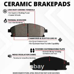 (Front-Rear Kit)Premium Cross Drilled-4 Disc Brake Rotors 8 Ceramic Brake Pads