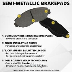 (Front-Rear Kit)Premium Cross Drilled-4 Disc Brake Rotors -8 Semi-Met. Brake Pad