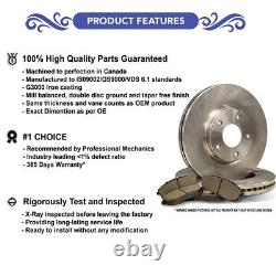 (Front-Rear Kit) Premium OEM Replac- 4 Disc Brake Rotors 8 Semi-Met Brake Pads