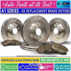 (Front-Rear Kit) Premium OEM Replac- 4 Disc Brake Rotors 8 Semi-Met Brake Pads