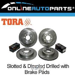 Front & Rear Slotted Drilled Disc Rotors + Brake Pads BA BF FG Fairlane Falcon