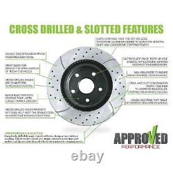 Front and Rear Brake Kit Drilled & Slotted Brake Rotors with Ceramic Brake Pads