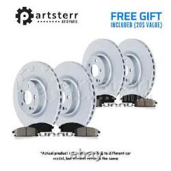 Front and Rear Coated Brake Rotors and Ceramic Brake Pads Kit 2005-2012 Fits Nis