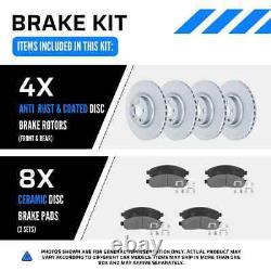 Front and Rear Coated Brake Rotors and Ceramic Brake Pads Kit 2005-2012 Fits Nis