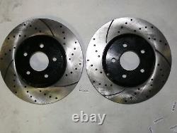 Front and Rear Kit Drilled & Slotted Brake Rotors With Ceramic Pads