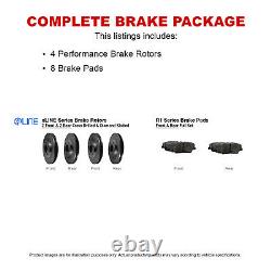 Full Kit Brake Rotors Black Drill Slot & Ceramic Pads For 2001-2004 Ford Focus