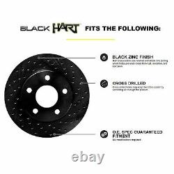 Hart Brakes Front Rear Black Drilled/Slotted Brake Rotors + Ceramic Brake Pads
